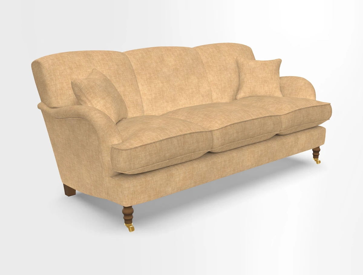 Kentwell 3 Seater, 3 Hump Sofa in Linwood Omega Velvet Green Tea 