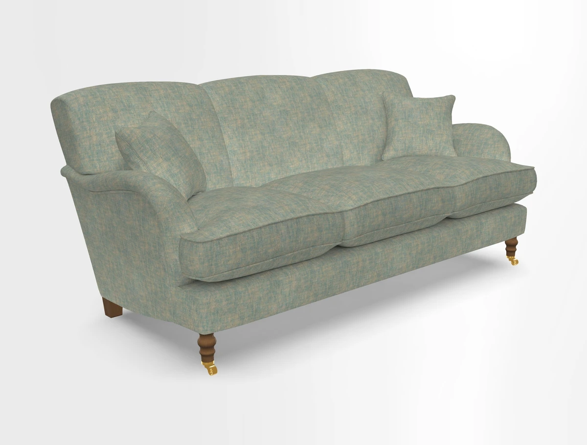 Kentwell 3 Seater, 3 Hump Sofa in Linwood Omega Velvet Green Tea 