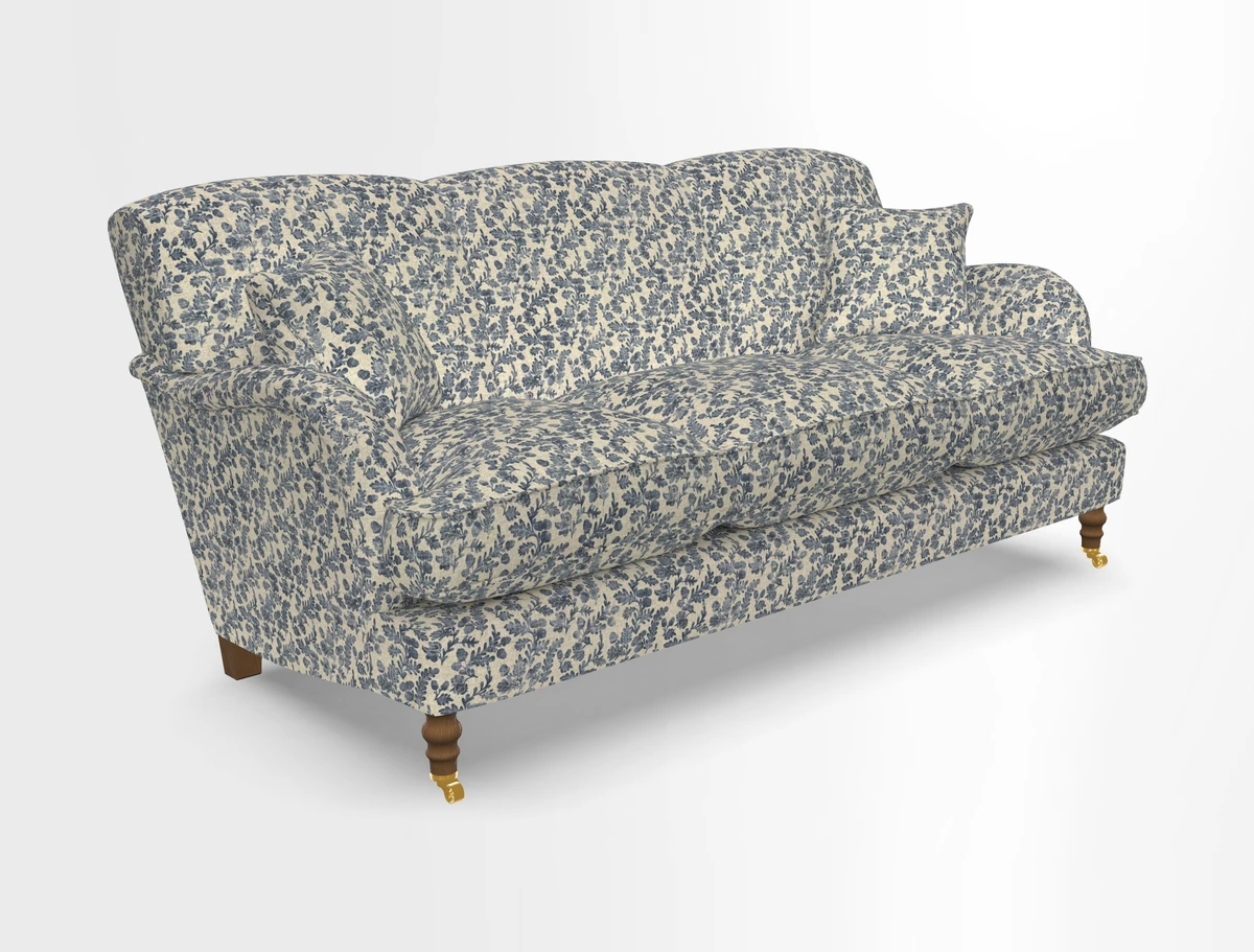 Kentwell 3 Seater, 3 Hump Sofa in Linwood Omega Velvet Green Tea 