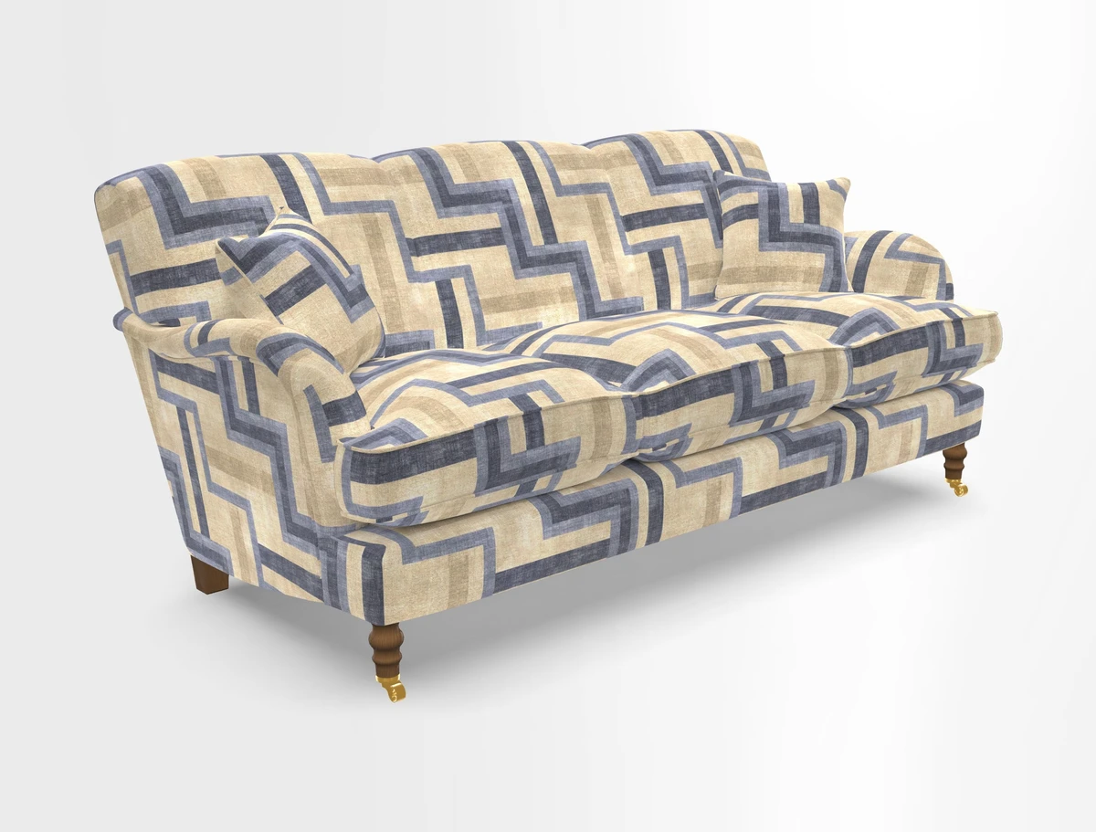 Kentwell 3 Seater, 3 Hump Sofa in Linwood Omega Velvet Green Tea 