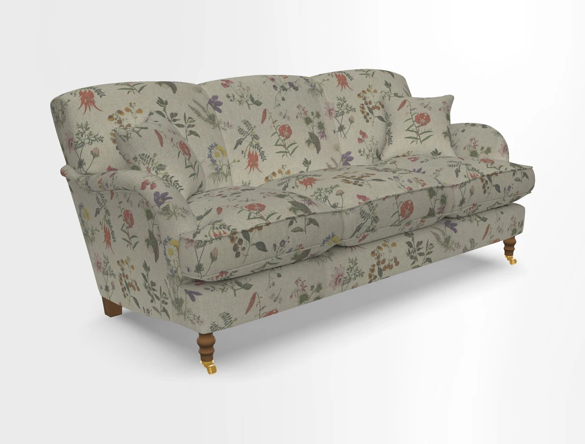 Kentwell 3 Seater, 3 Hump Sofa in Linwood Omega Velvet Green Tea 