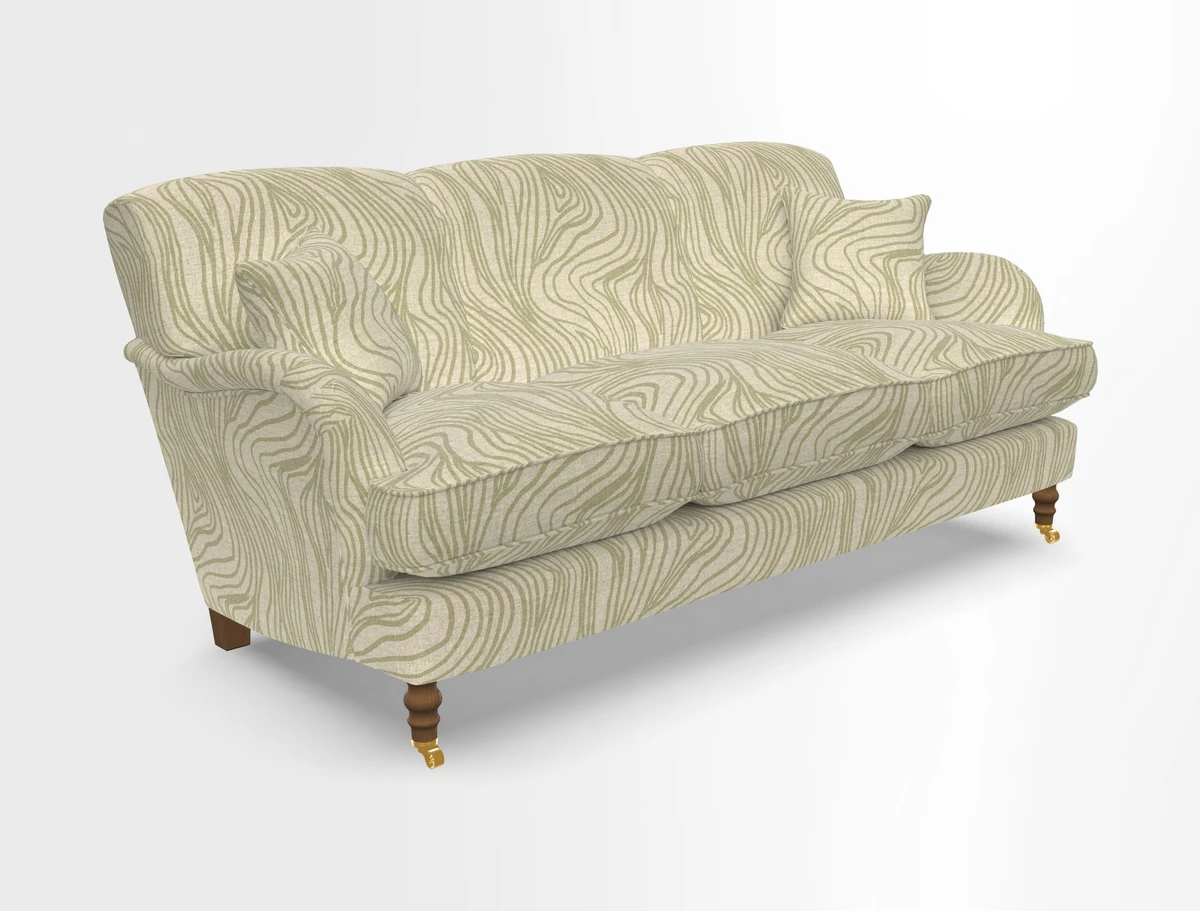 Kentwell 3 Seater, 3 Hump Sofa in Linwood Omega Velvet Green Tea 