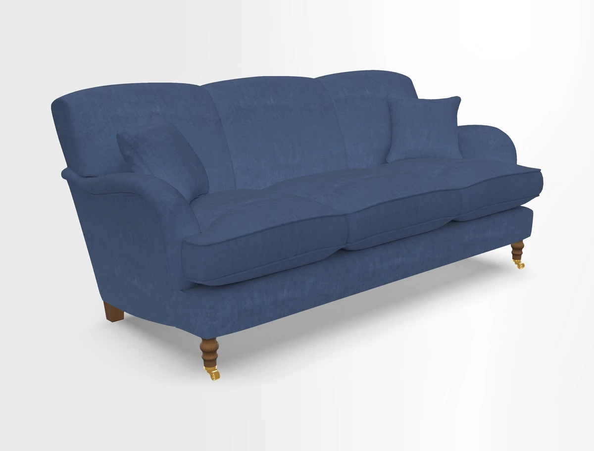 Kentwell 3 Seater, 3 Hump Sofa in Linwood Omega Velvet Green Tea 