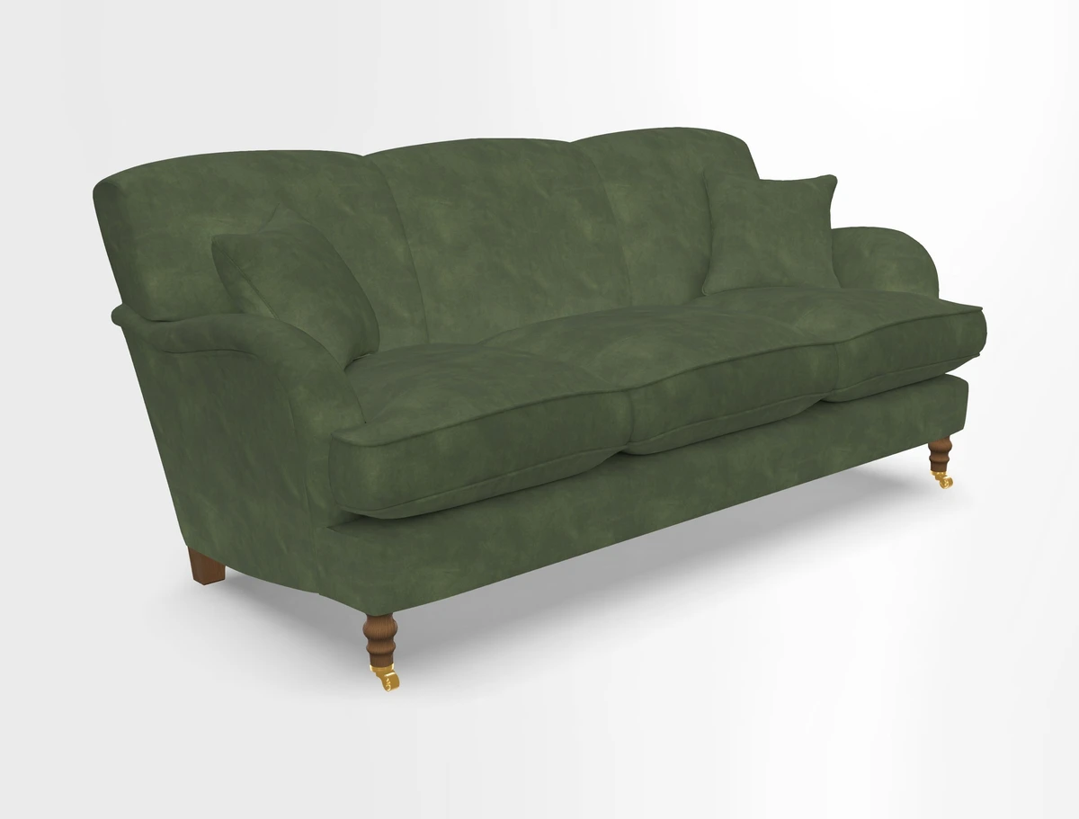 Kentwell 3 Seater, 3 Hump Sofa in Linwood Omega Velvet Green Tea 