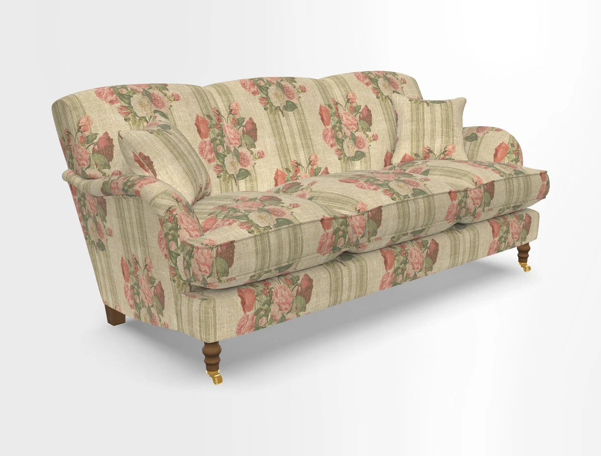 Kentwell 3 Seater, 3 Hump Sofa in Linwood Omega Velvet Green Tea 
