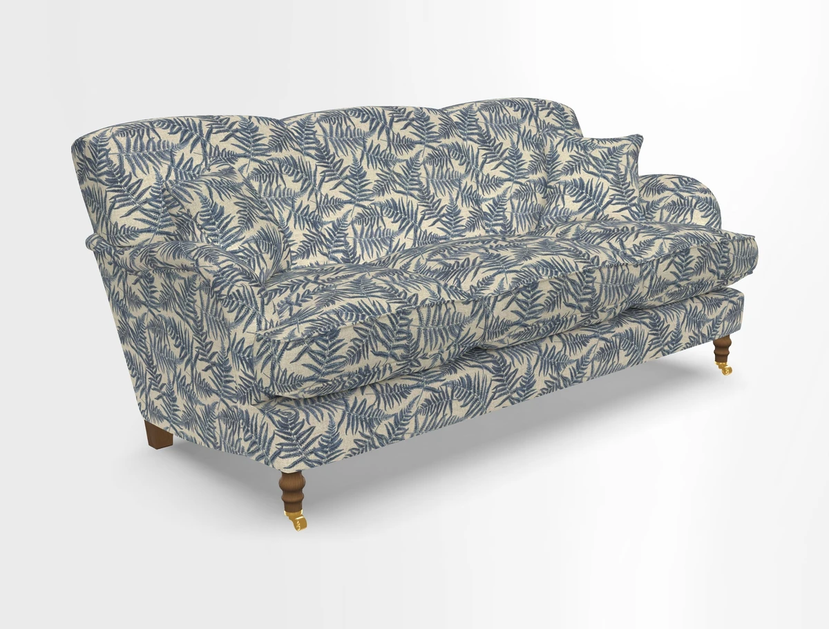 Kentwell 3 Seater, 3 Hump Sofa in Linwood Omega Velvet Green Tea 