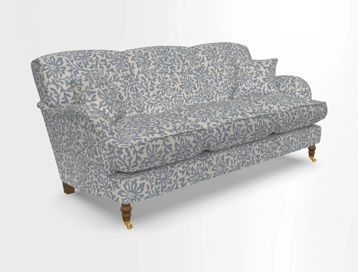 Kentwell 3 Seater, 3 Hump Sofa in Linwood Omega Velvet Green Tea 