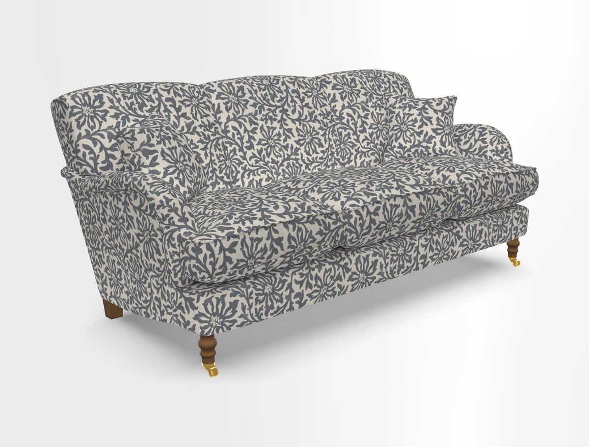 Kentwell 3 Seater, 3 Hump Sofa in Linwood Omega Velvet Green Tea 
