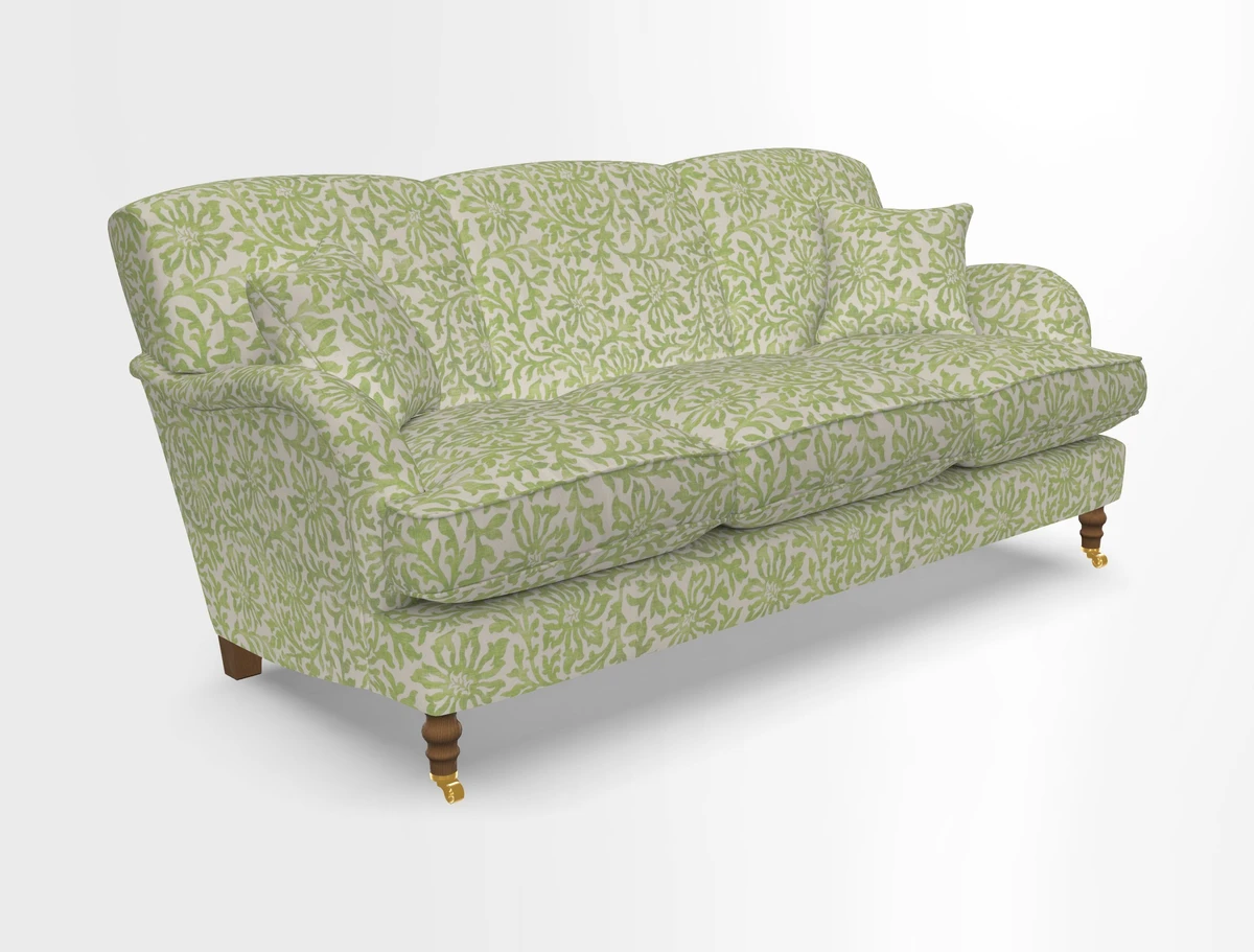 Kentwell 3 Seater, 3 Hump Sofa in Linwood Omega Velvet Green Tea 