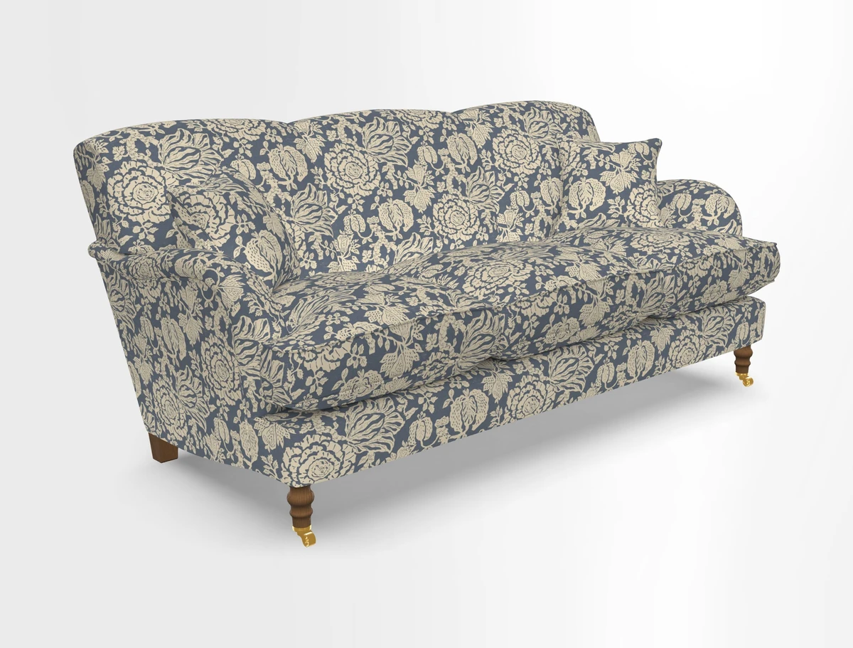 Kentwell 3 Seater, 3 Hump Sofa in Linwood Omega Velvet Green Tea 