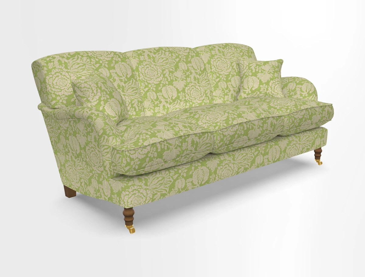 Kentwell 3 Seater, 3 Hump Sofa in Linwood Omega Velvet Green Tea 