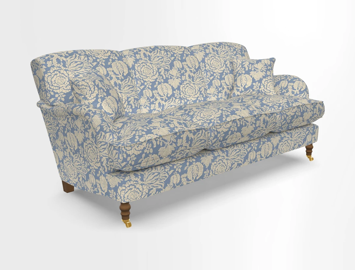 Kentwell 3 Seater, 3 Hump Sofa in Linwood Omega Velvet Green Tea 