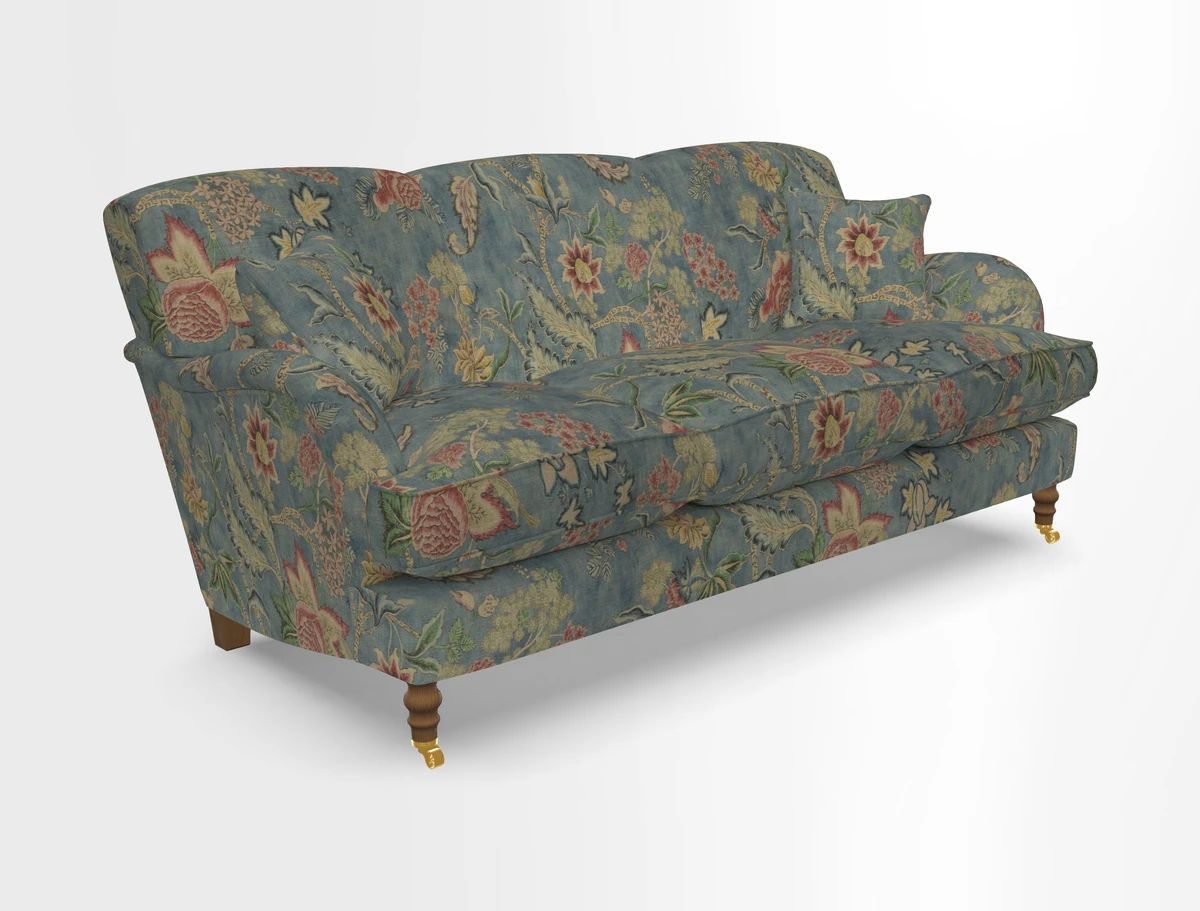 Kentwell 3 Seater, 3 Hump Sofa in Linwood Omega Velvet Green Tea 