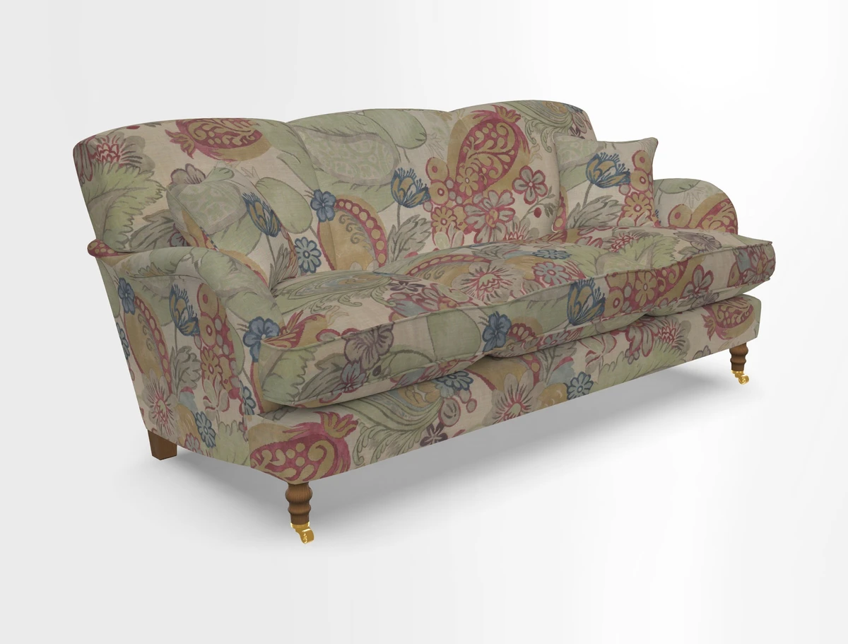 Kentwell 3 Seater, 3 Hump Sofa in Linwood Omega Velvet Green Tea 