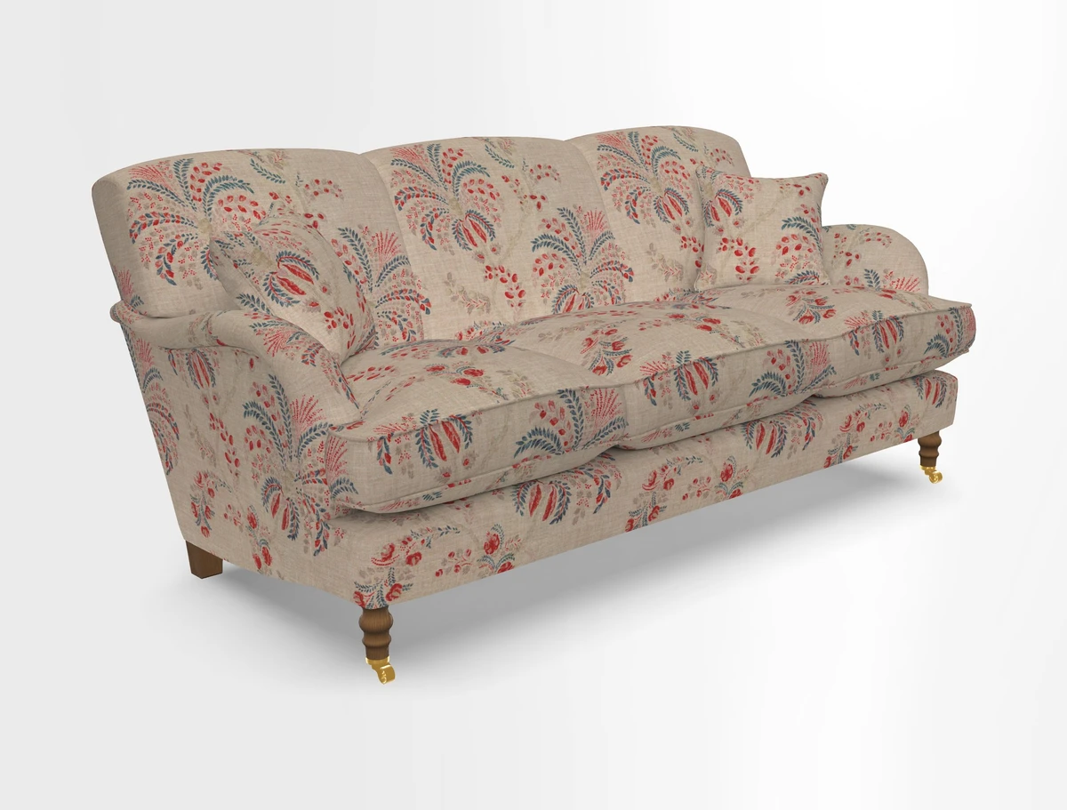 Kentwell 3 Seater, 3 Hump Sofa in Linwood Omega Velvet Green Tea 