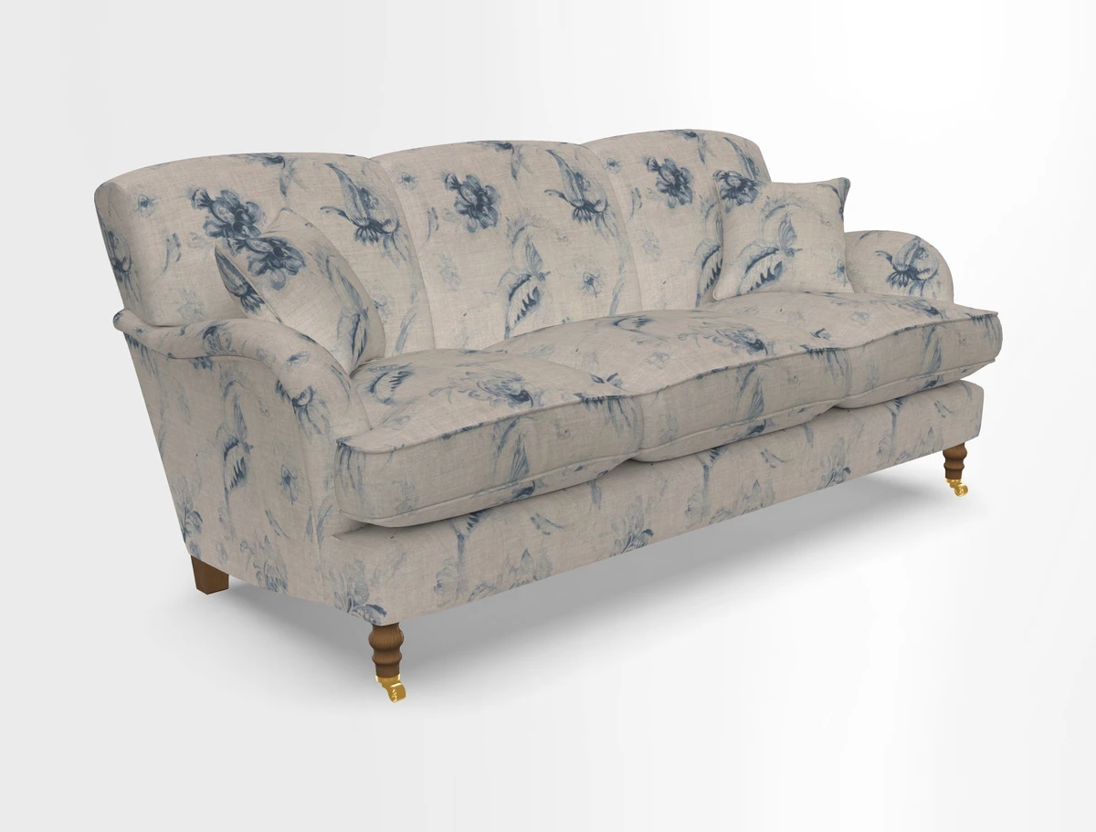 Kentwell 3 Seater, 3 Hump Sofa in Linwood Omega Velvet Green Tea 