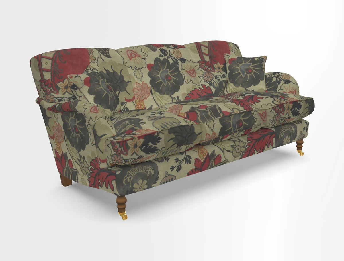 Kentwell 3 Seater, 3 Hump Sofa in Linwood Omega Velvet Green Tea 