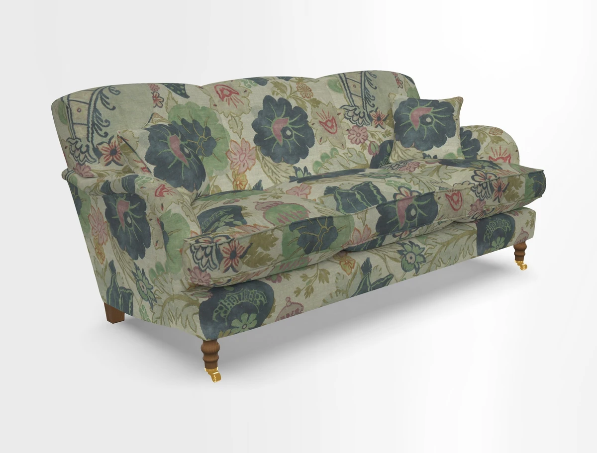 Kentwell 3 Seater, 3 Hump Sofa in Linwood Omega Velvet Green Tea 