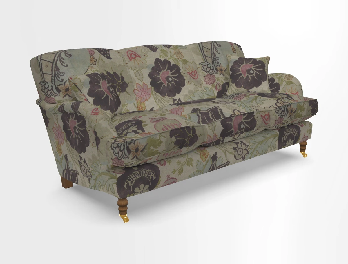 Kentwell 3 Seater, 3 Hump Sofa in Linwood Omega Velvet Green Tea 