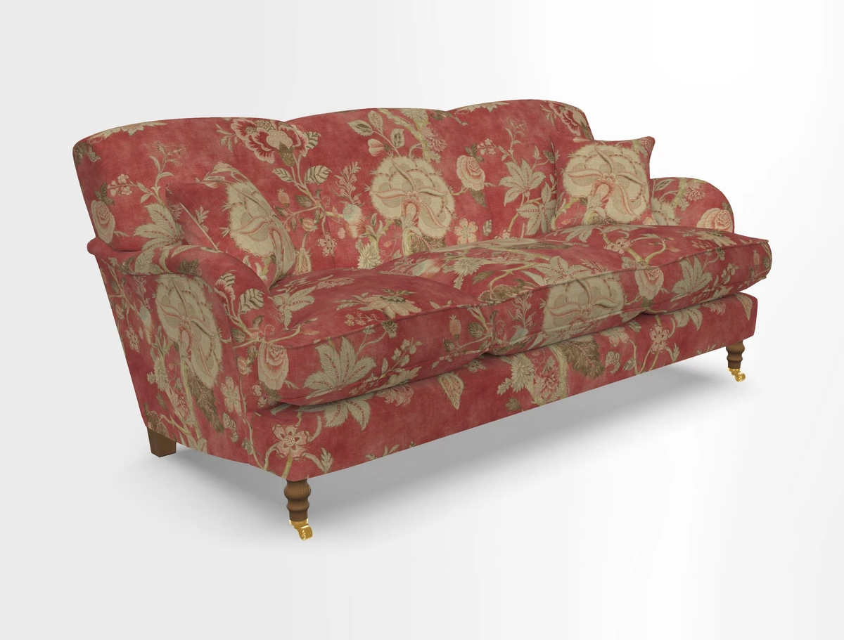 Kentwell 3 Seater, 3 Hump Sofa in Linwood Omega Velvet Green Tea 