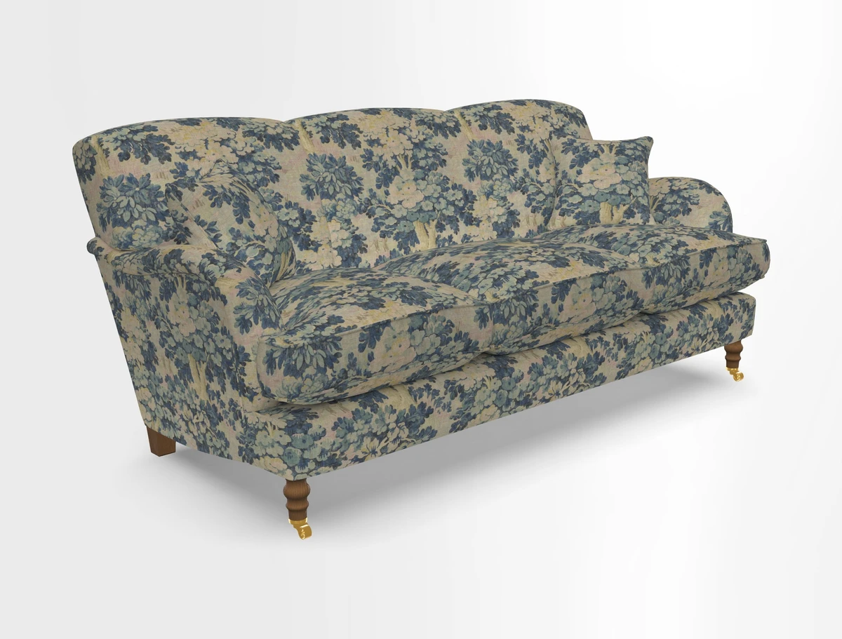Kentwell 3 Seater, 3 Hump Sofa in Linwood Omega Velvet Green Tea 