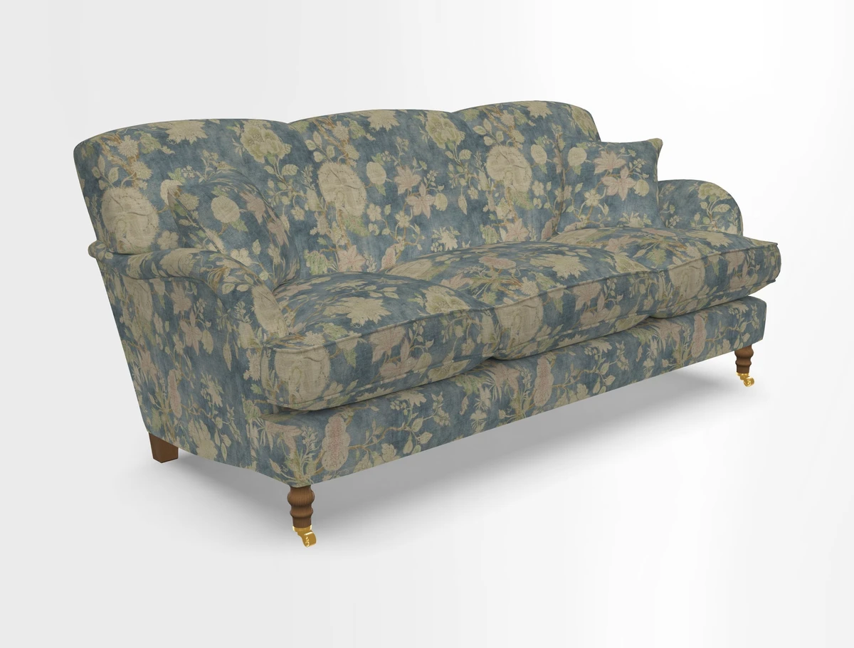 Kentwell 3 Seater, 3 Hump Sofa in Linwood Omega Velvet Green Tea 