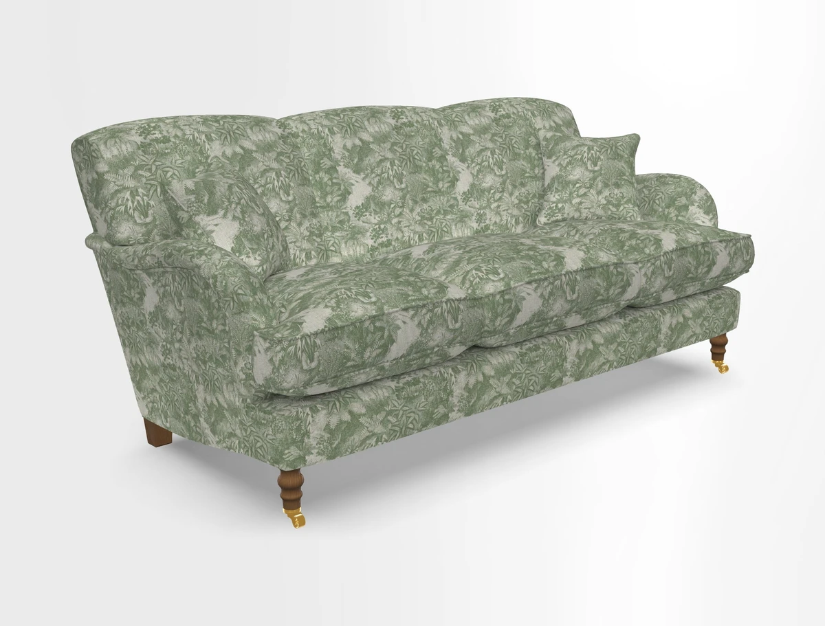 Kentwell 3 Seater, 3 Hump Sofa in Linwood Omega Velvet Green Tea 