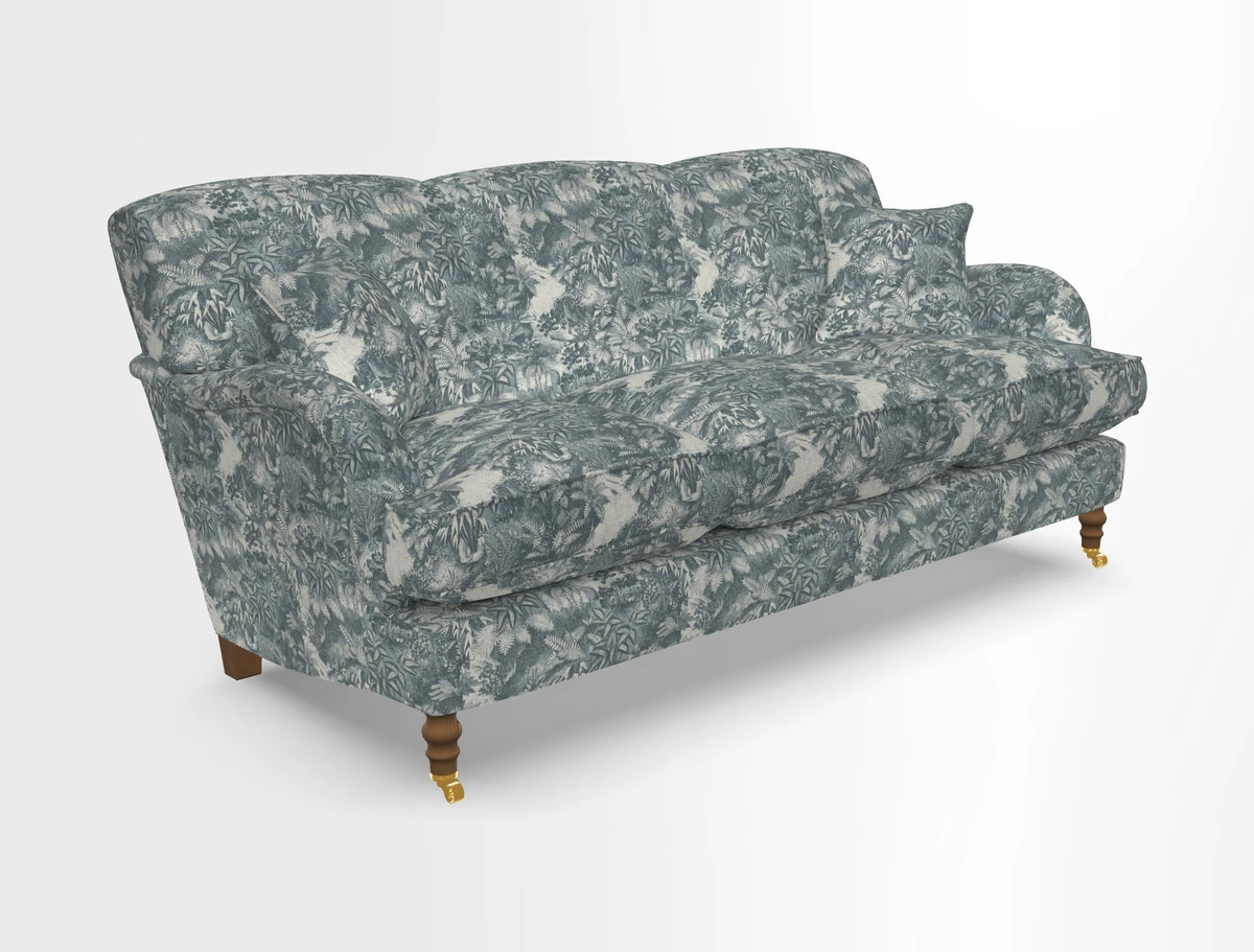Kentwell 3 Seater, 3 Hump Sofa in Linwood Omega Velvet Green Tea 