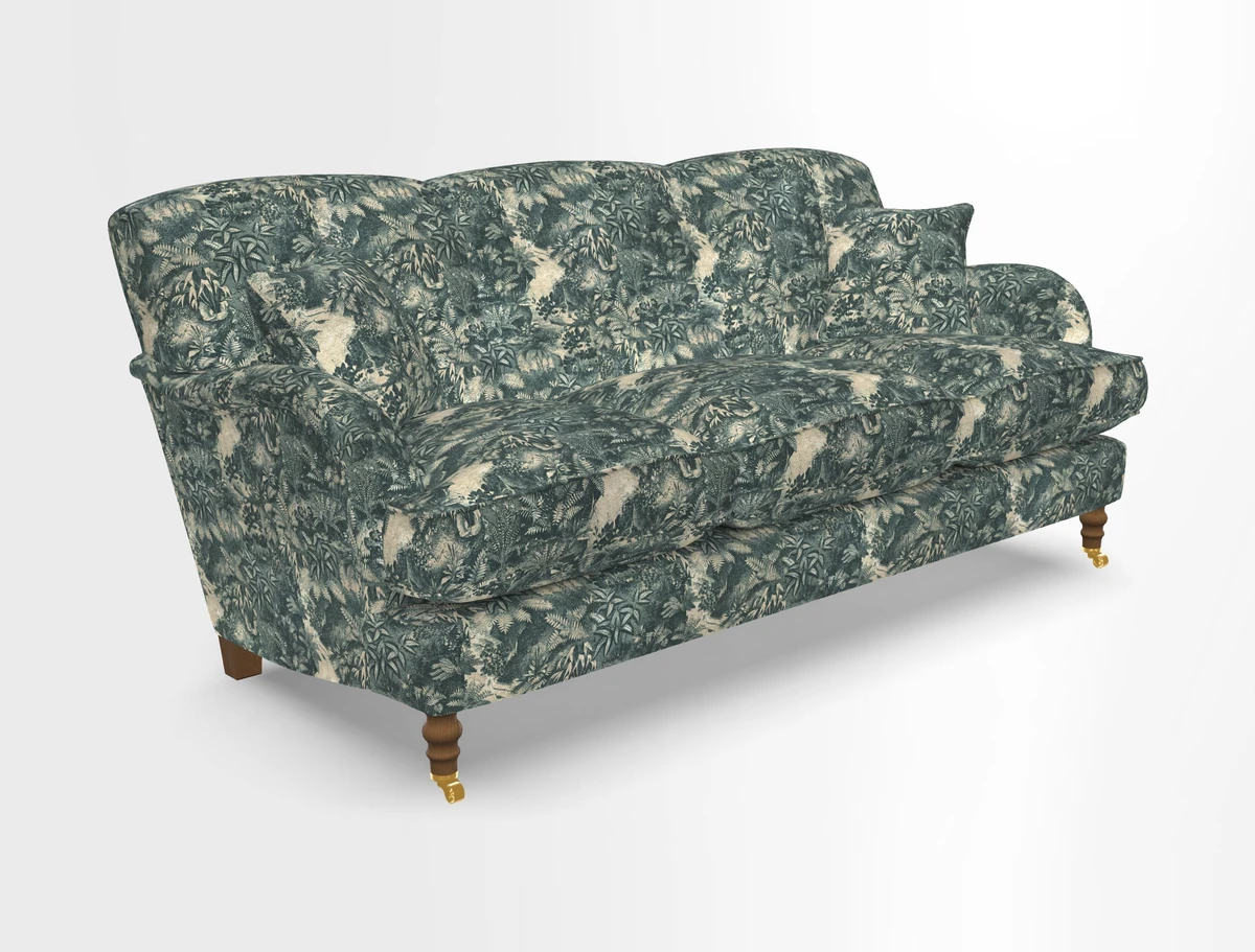 Kentwell 3 Seater, 3 Hump Sofa in Linwood Omega Velvet Green Tea 