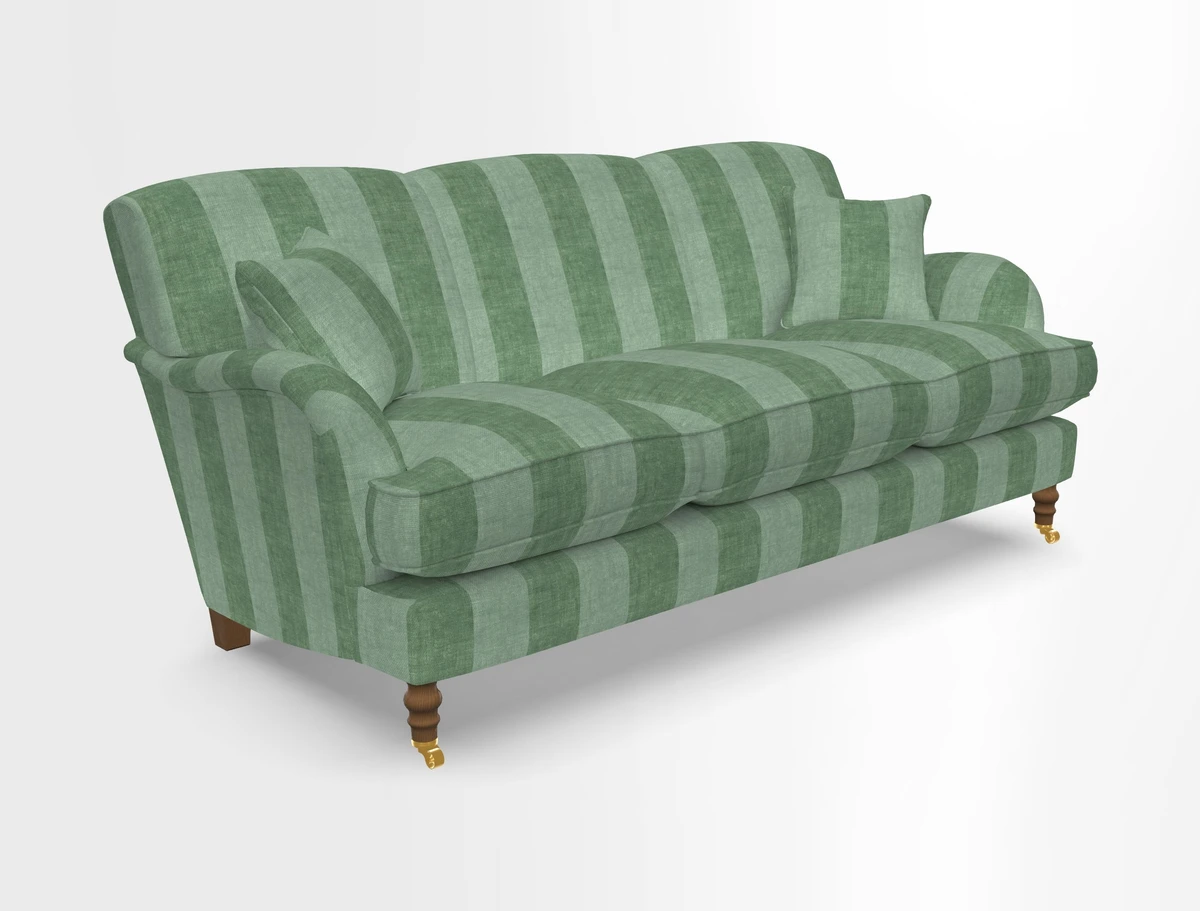 Kentwell 3 Seater, 3 Hump Sofa in Linwood Omega Velvet Green Tea 