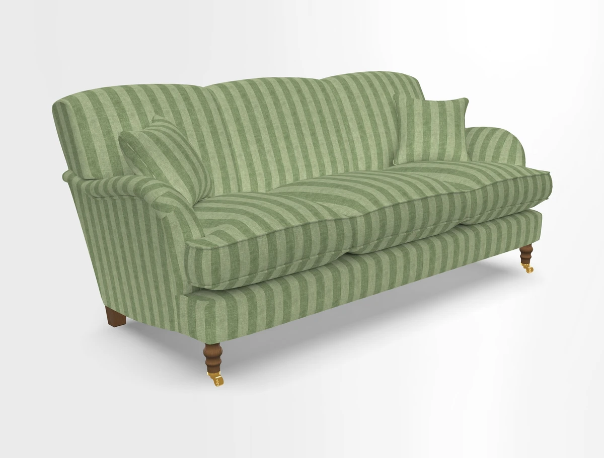 Kentwell 3 Seater, 3 Hump Sofa in Linwood Omega Velvet Green Tea 