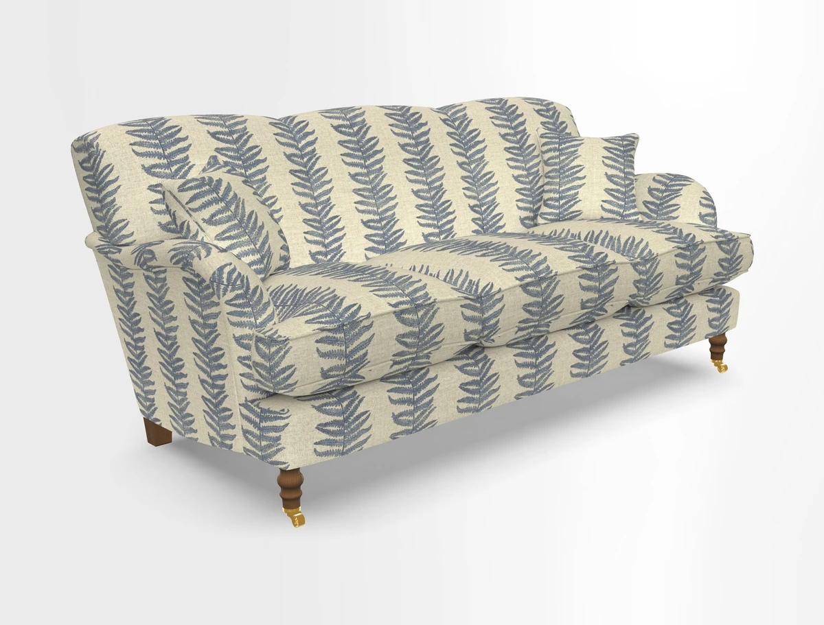 Kentwell 3 Seater, 3 Hump Sofa in Linwood Omega Velvet Green Tea 