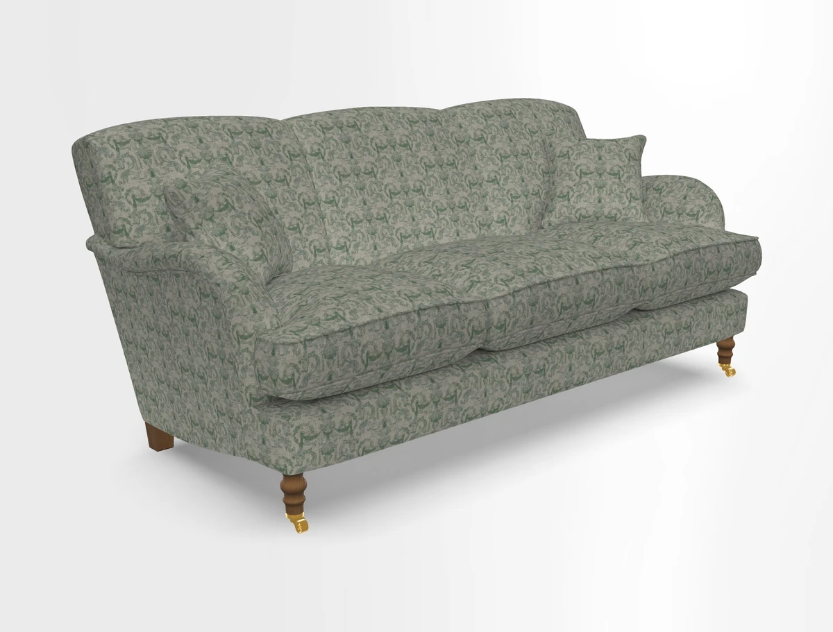 Kentwell 3 Seater, 3 Hump Sofa in Linwood Omega Velvet Green Tea 