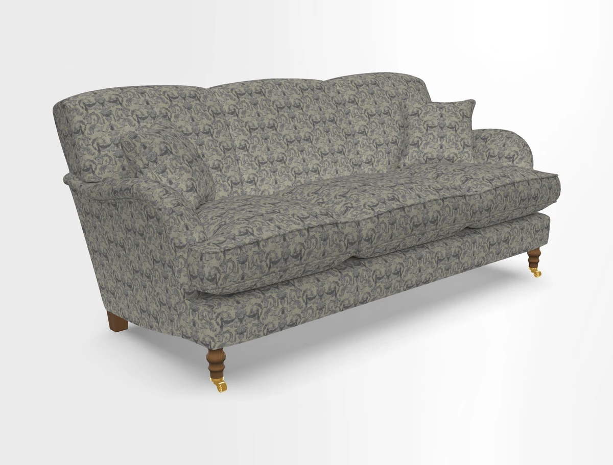 Kentwell 3 Seater, 3 Hump Sofa in Linwood Omega Velvet Green Tea 