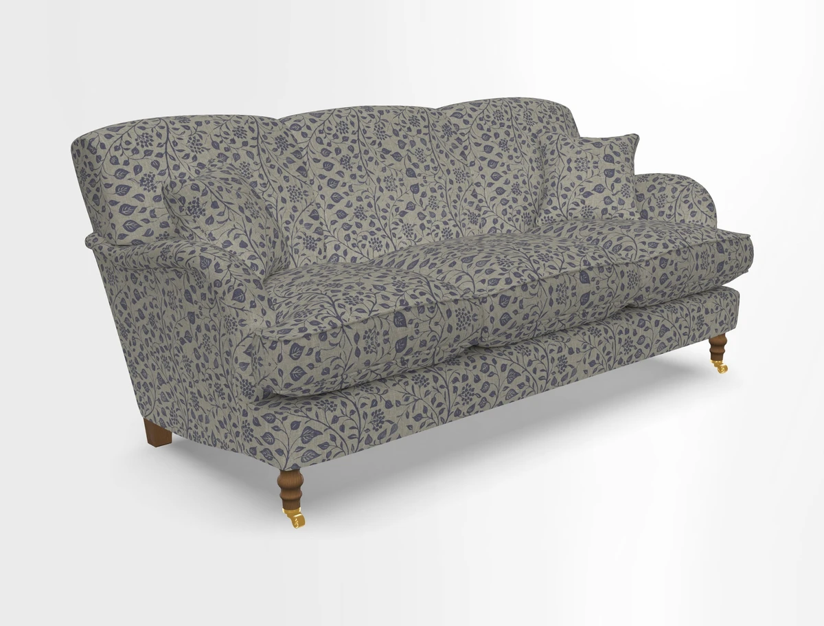 Kentwell 3 Seater, 3 Hump Sofa in Linwood Omega Velvet Green Tea 