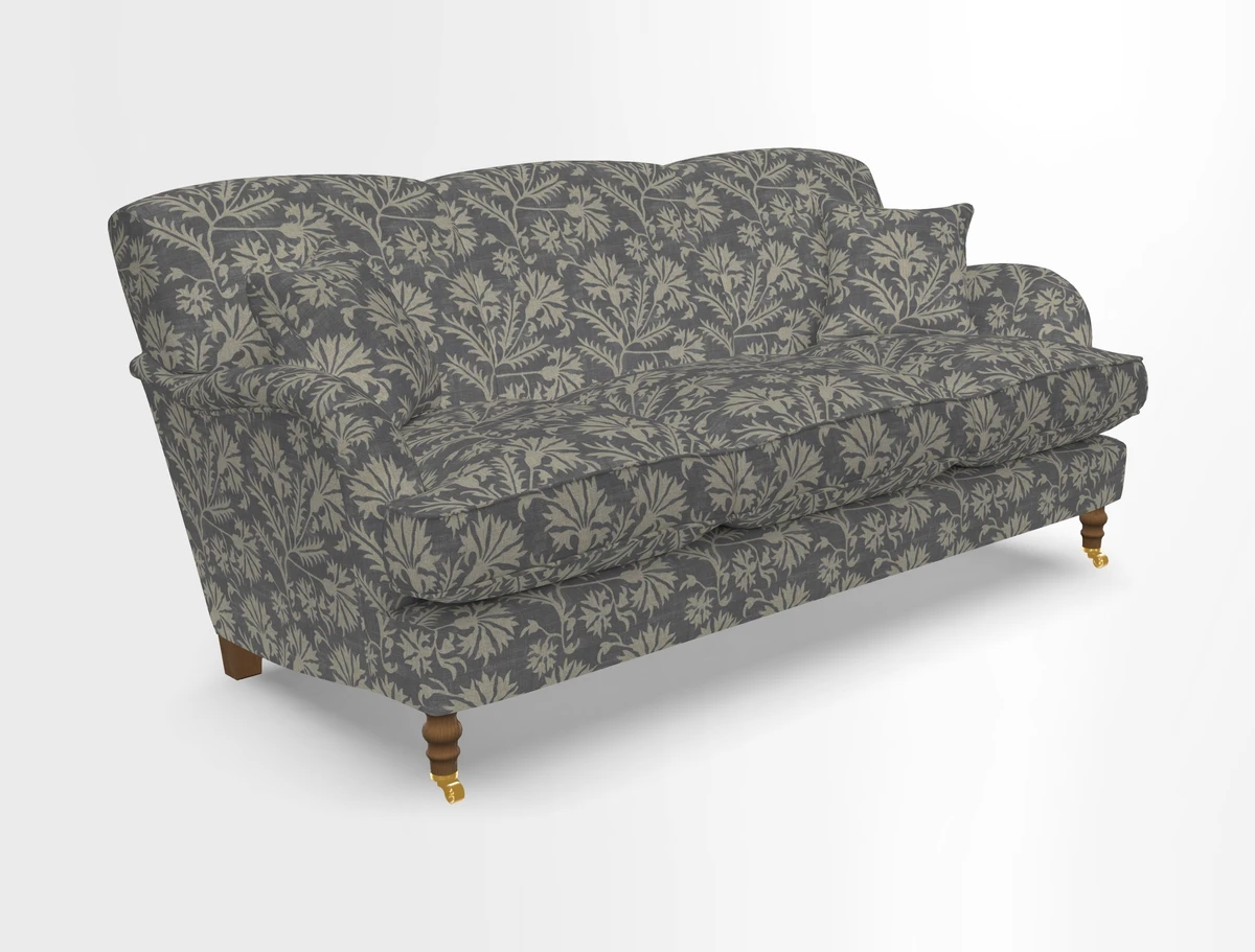 Kentwell 3 Seater, 3 Hump Sofa in Linwood Omega Velvet Green Tea 
