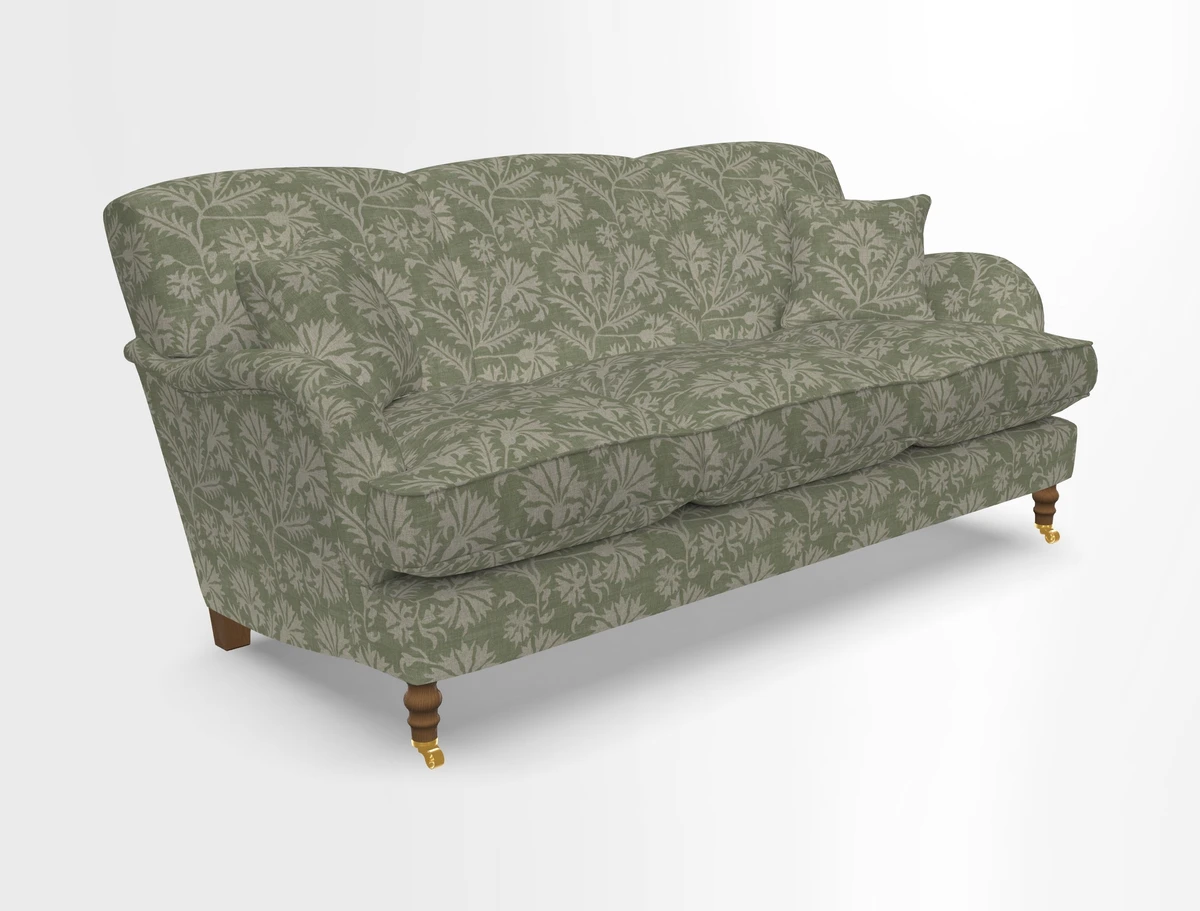Kentwell 3 Seater, 3 Hump Sofa in Linwood Omega Velvet Green Tea 