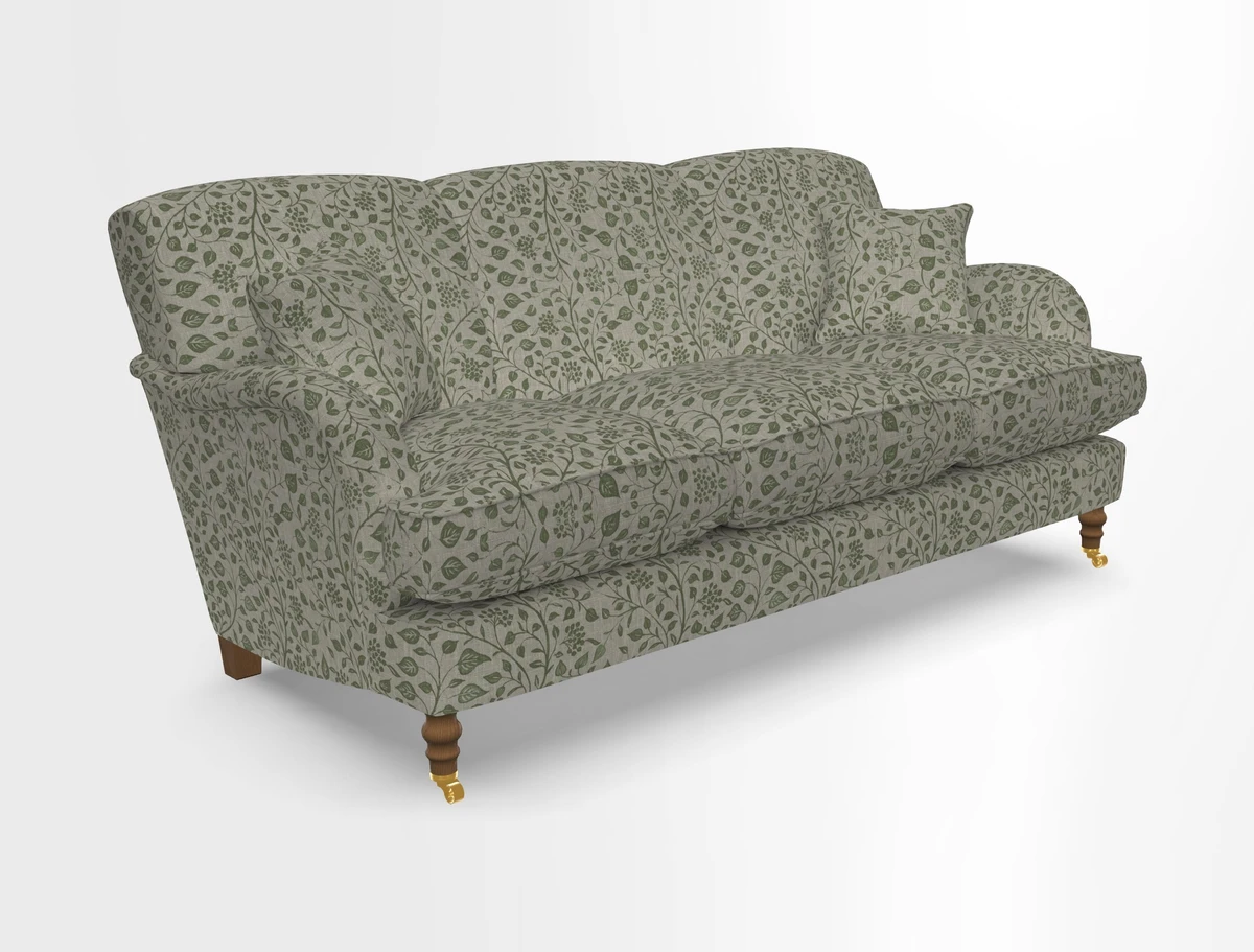 Kentwell 3 Seater, 3 Hump Sofa in Linwood Omega Velvet Green Tea 