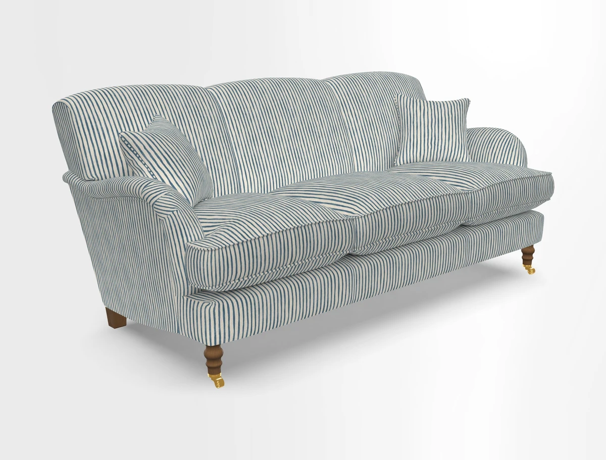 Kentwell 3 Seater, 3 Hump Sofa in Linwood Omega Velvet Green Tea 