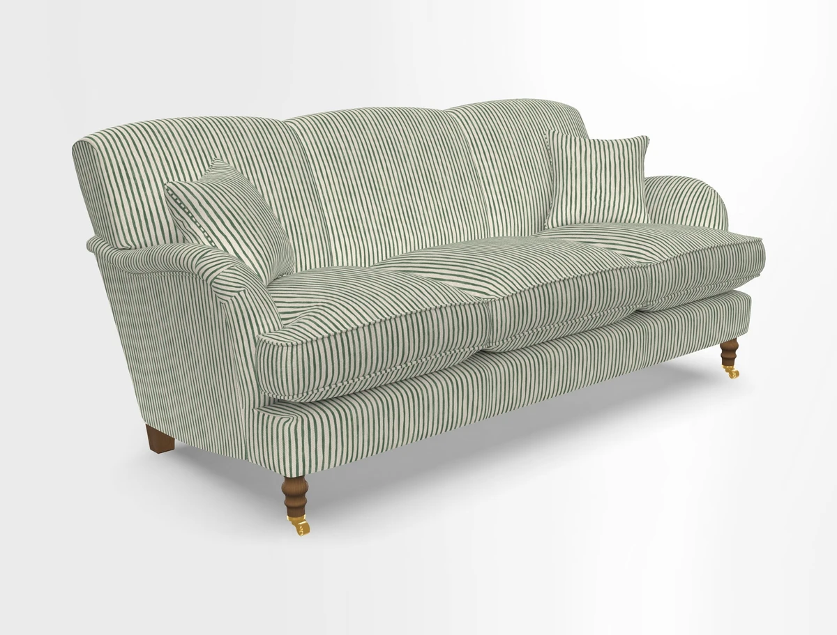Kentwell 3 Seater, 3 Hump Sofa in Linwood Omega Velvet Green Tea 