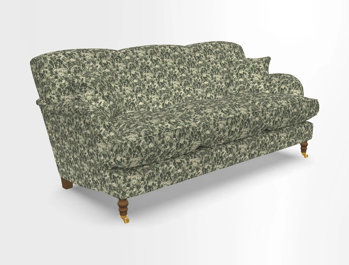 Kentwell 3 Seater, 3 Hump Sofa in Linwood Omega Velvet Green Tea 