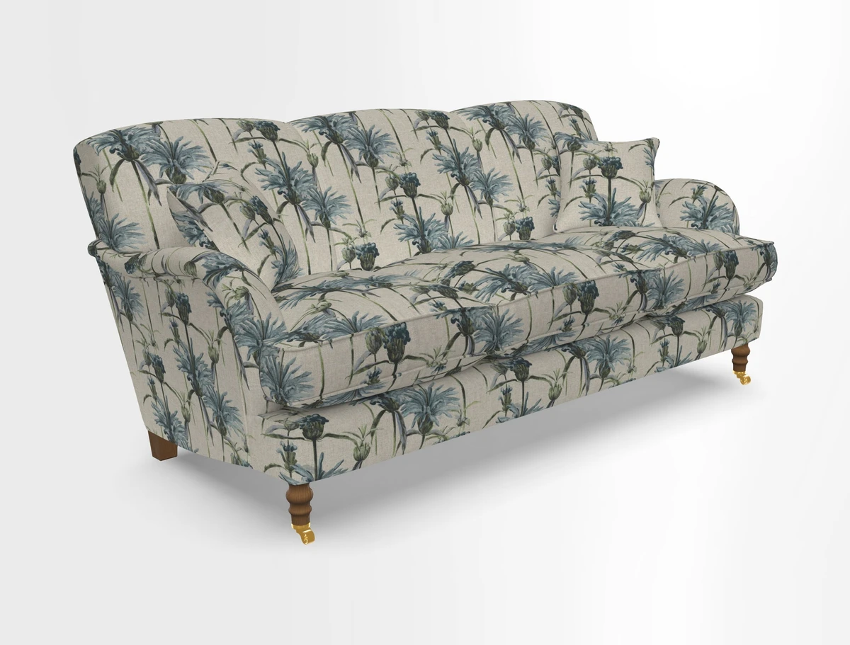Kentwell 3 Seater, 3 Hump Sofa in Linwood Omega Velvet Green Tea 