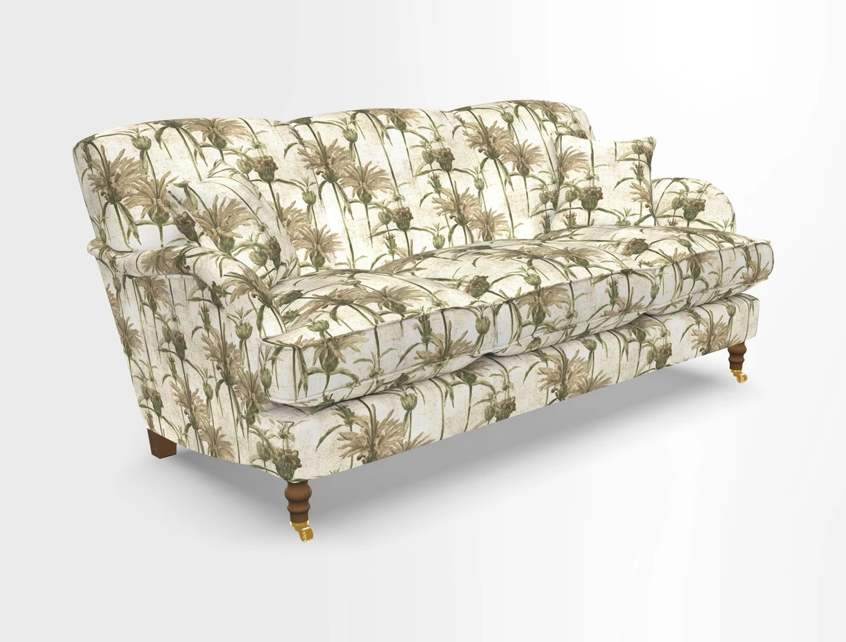 Kentwell 3 Seater, 3 Hump Sofa in Linwood Omega Velvet Green Tea 