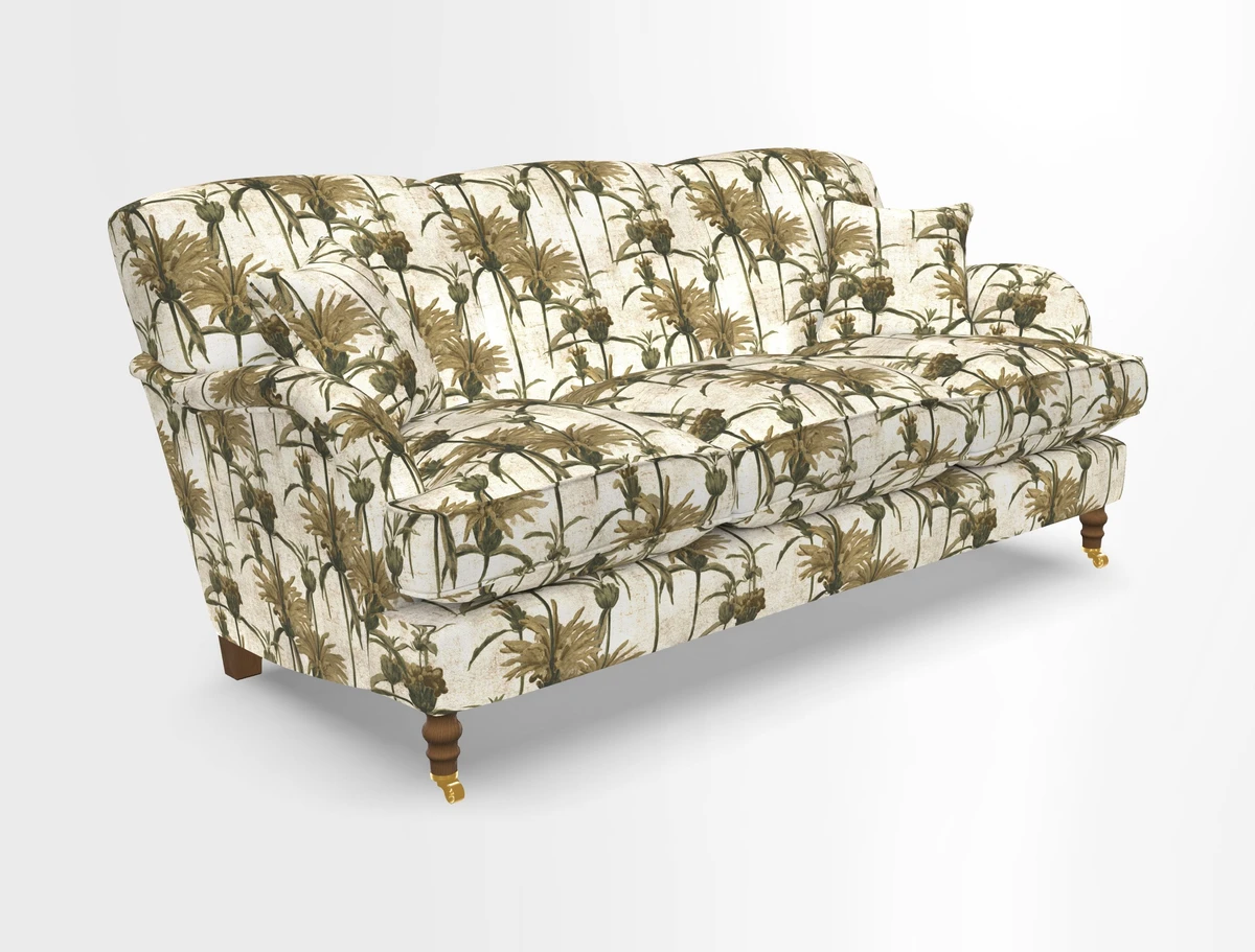 Kentwell 3 Seater, 3 Hump Sofa in Linwood Omega Velvet Green Tea 