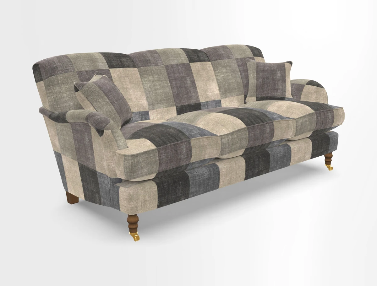 Kentwell 3 Seater, 3 Hump Sofa in Linwood Omega Velvet Green Tea 