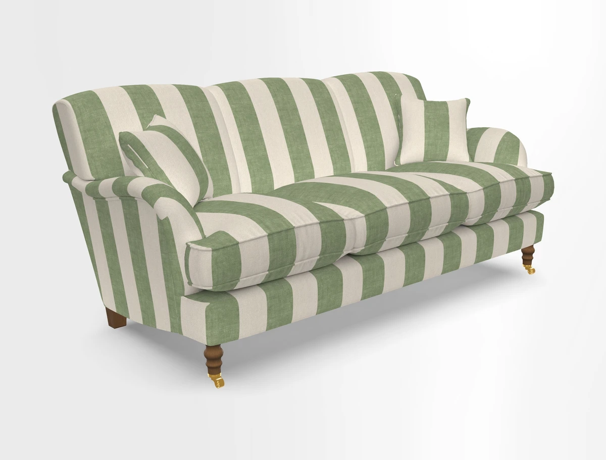 Kentwell 3 Seater, 3 Hump Sofa in Linwood Omega Velvet Green Tea 