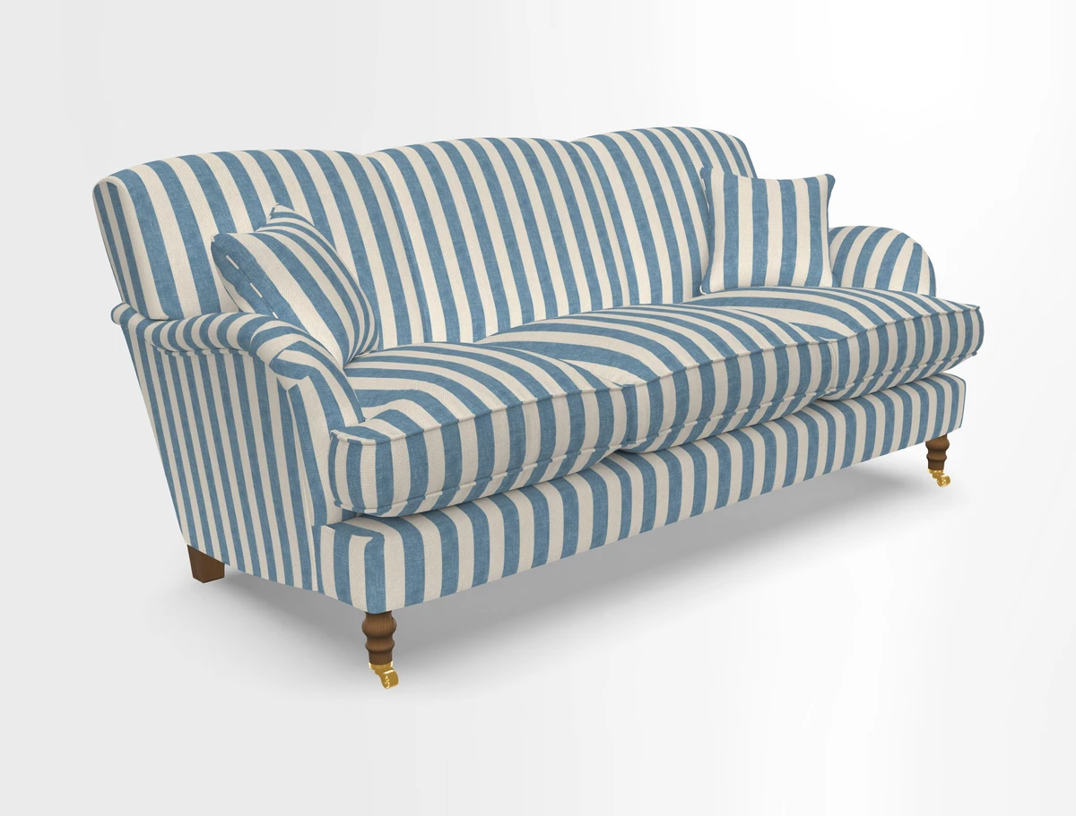 Kentwell 3 Seater, 3 Hump Sofa in Linwood Omega Velvet Green Tea 