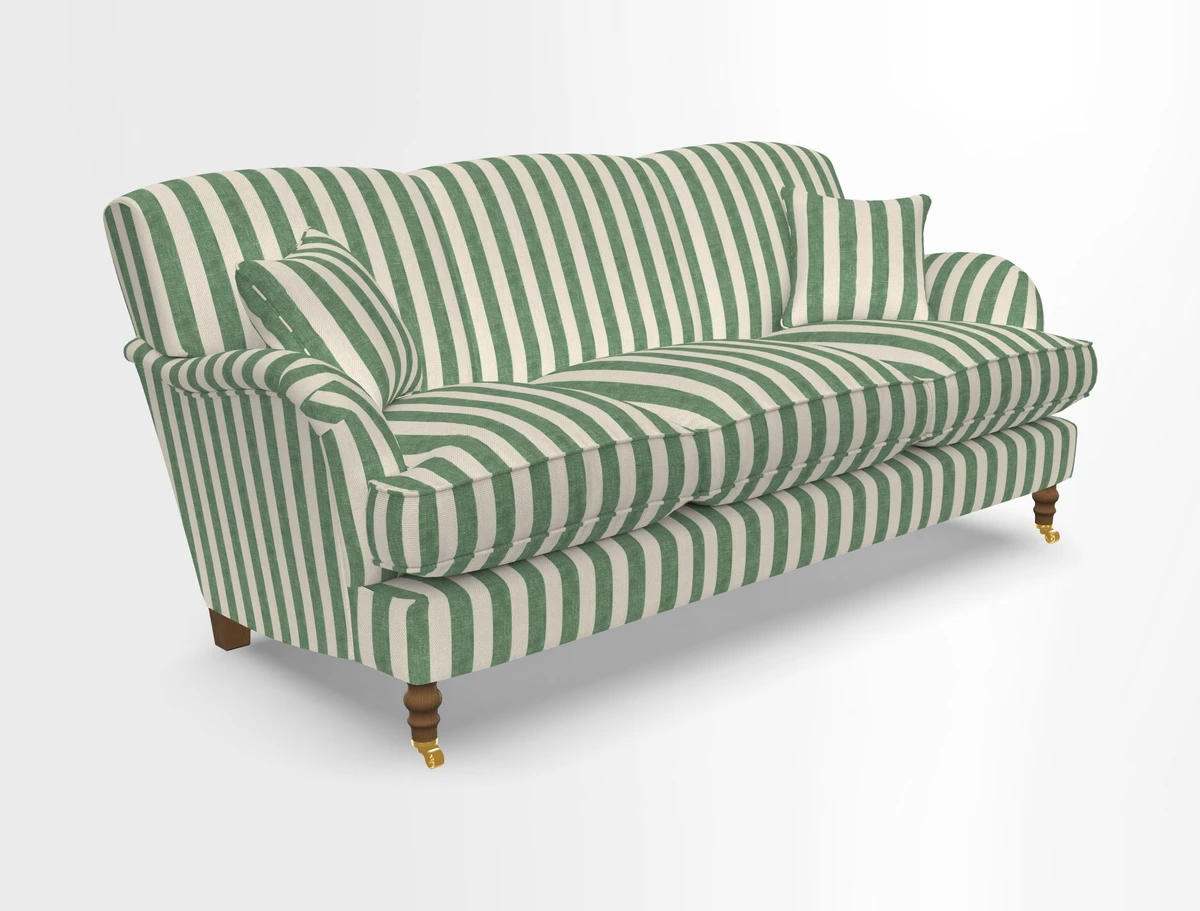Kentwell 3 Seater, 3 Hump Sofa in Linwood Omega Velvet Green Tea 