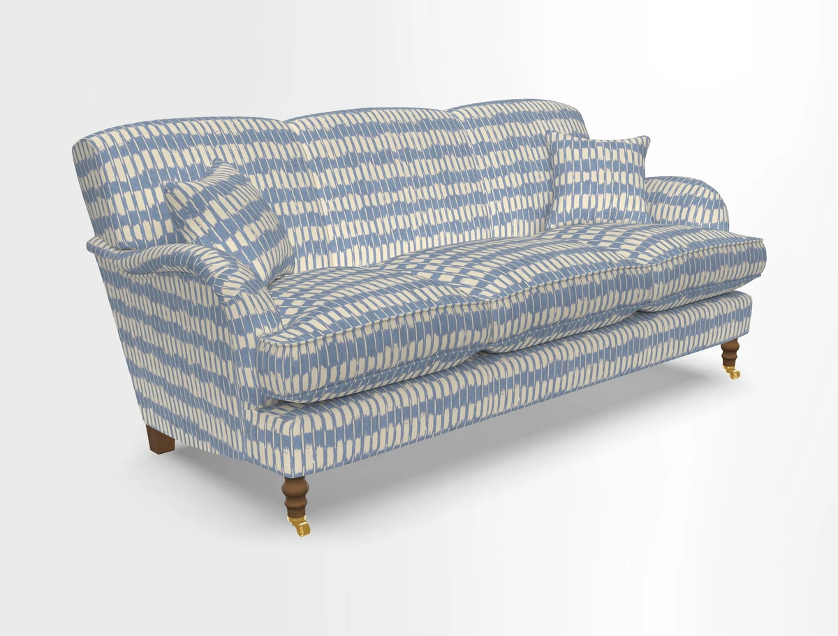 Kentwell 3 Seater, 3 Hump Sofa in Linwood Omega Velvet Green Tea 