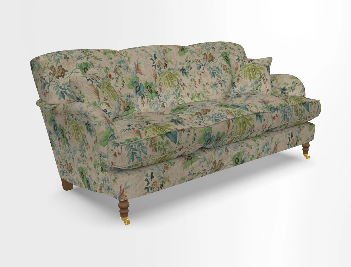 Kentwell 3 Seater, 3 Hump Sofa in Linwood Omega Velvet Green Tea 